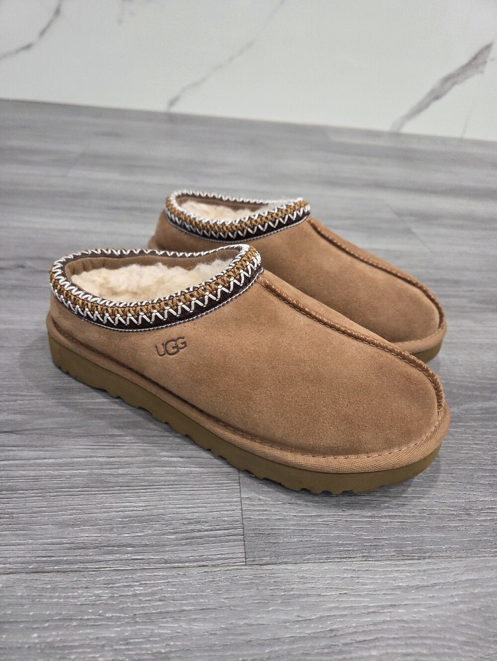 UGG Chestnut Suede Cozy Shearling Mule Slippers